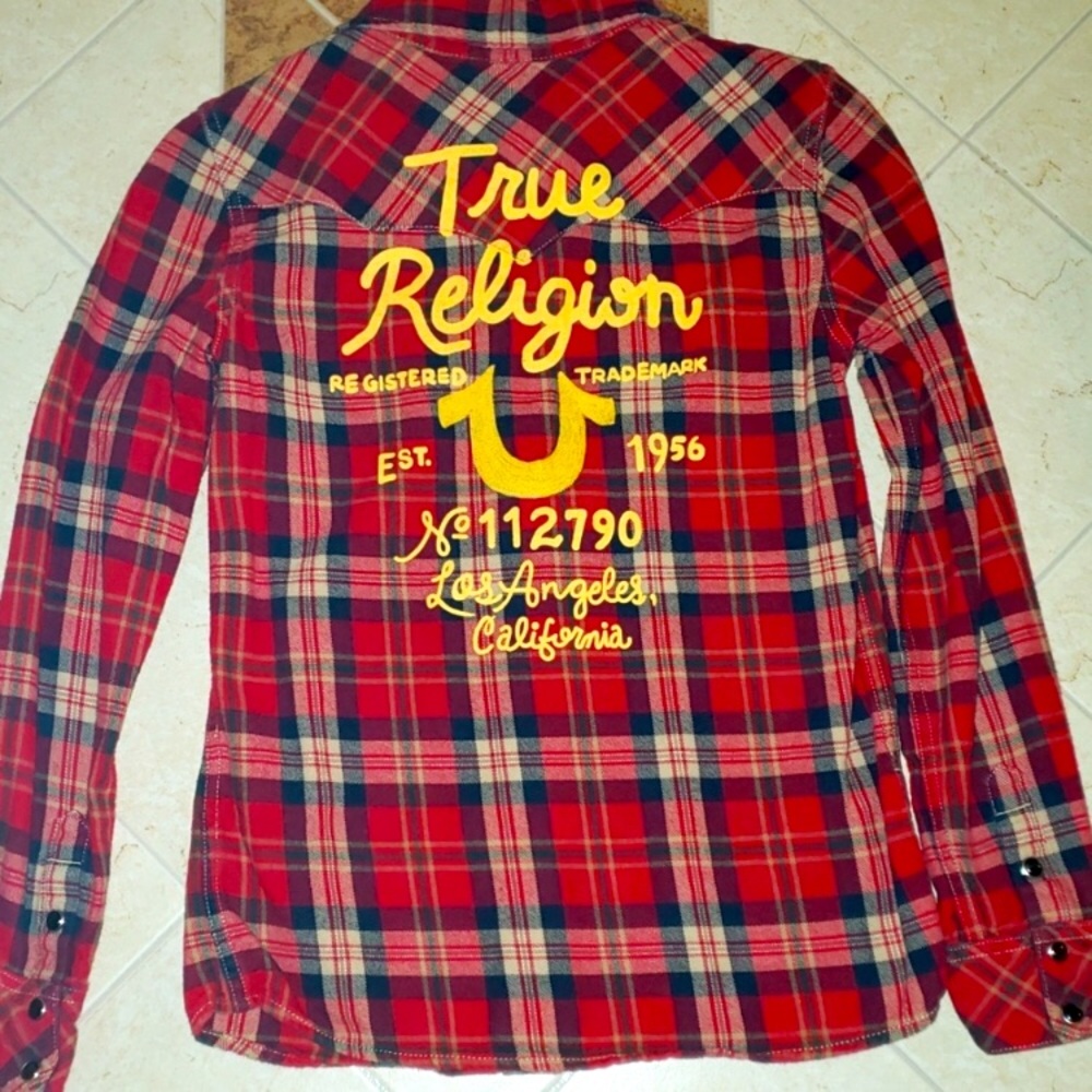 True religion plaid button up